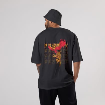 Phoenix Oversized T-Shirt-S / Black / 240 GSM (100% Cotton)