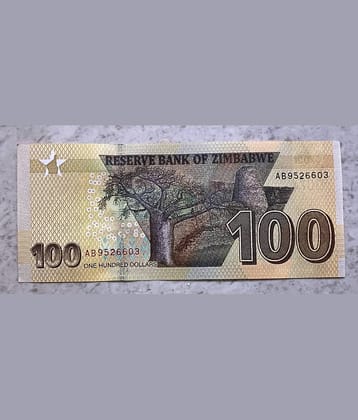 SUPER ANTIQUES GALLERY - RARE ZIMBABWE 100 DOLLAR NOTE UNC 1 Paper currency & Bank notes