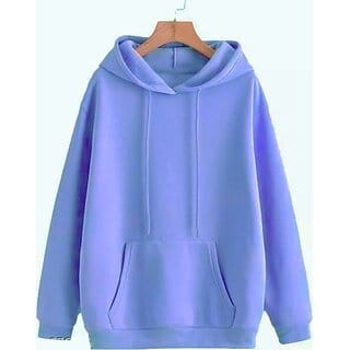 Fashlook Mens Blue Solid Hooded Full Sleeve Sweatshirt