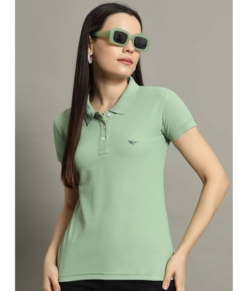 Riss Women Cotton Blend Solid Regular Fit Polo Collar T-Shirt ( Sea Green )