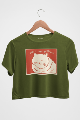 Shut up-Olive -Crop Top-XS
