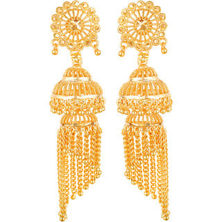 Traditional wear Gold Plated Screw back alloy Jhumki Earring for Women and Girls
