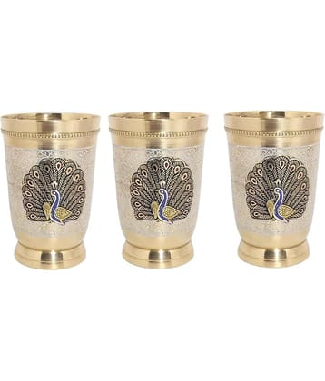 A & H ENTERPRISES - Brass Glasses Set 250 ml ( Pack of 3 )