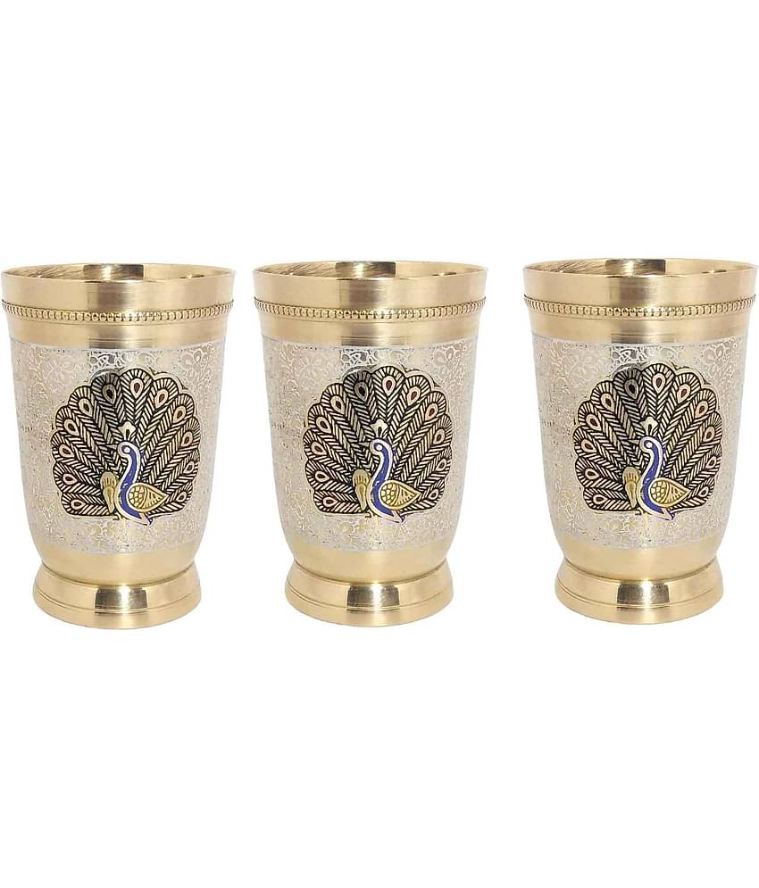 A & H ENTERPRISES - Brass Glasses Set 250 ml ( Pack of 3 )