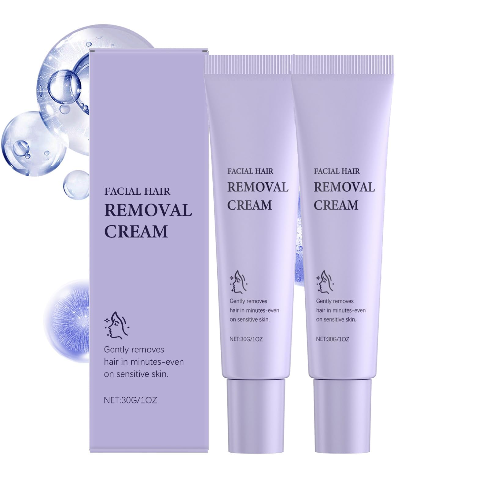 ELHAE Facial Hair Removal Cream for Women � Pack of 2 (30g Each) | Gentle on Sensitive Skin | Pain-Free Instant Hair Removal | No Irritation, No Razor Cuts | Smooth & Clean Skin in Minutes