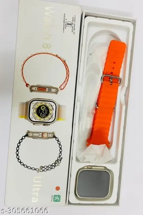 Ultra Seris 8 Smart Watch Men Two Watch NFC Door Unlock Smartwatch Bluetooth Call Wireless Charge Fitness Bracelet (Ultra Pistachio Rubber Strap NFC HEART RATE SIRI BT CALL COLOUR ORANGE