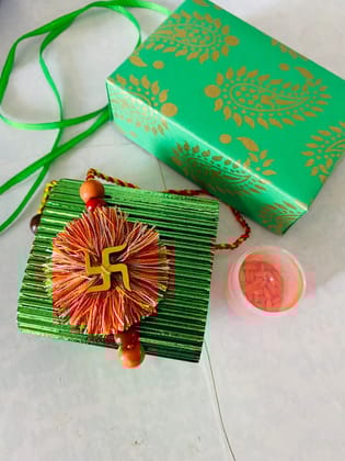 Classy Cream n Gold Rakhi - 1 piece