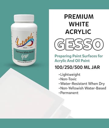 Artiggle Premium White Acrylic Gesso 500ml | Universal smooth Primer | Texture Medium lippon art |Ideal for Canvas, Paper, Board, Oil Painting, Universal Paint Primer for Art, Craft, Water based