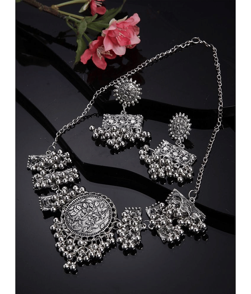 Sunhari Jewels Silver Alloy Necklace Set ( Pack of 1 )