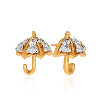 Senco Gold 14K Yellow Gold Kids Diamond Studs Earrings (1.2 gram / 0.17 Ct / HI-SI / 14K Yellow Gold)