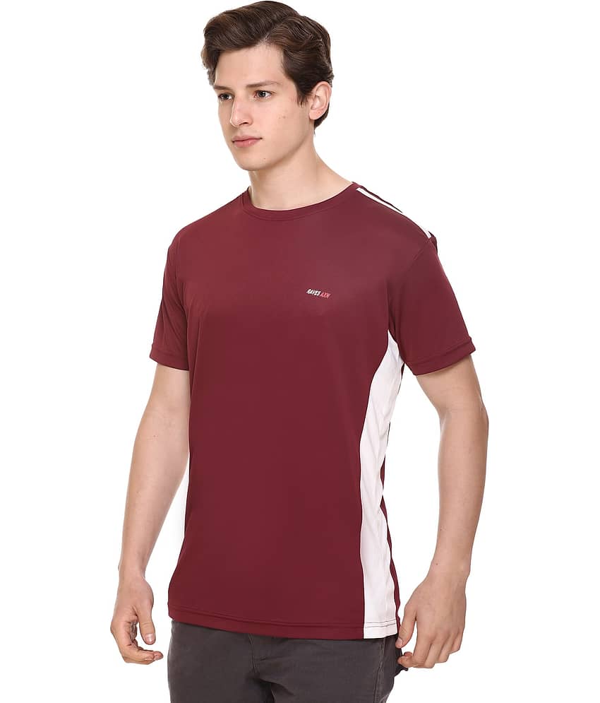 RF RAVES Polyester Regular Fit Cut Outs Round Half Sleeves Maroon Men T-Shirt Single Pack