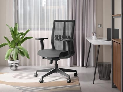 Aero Full Back Knitted Fabric Ergonomic Office Chair (Black Ink) (1 Year Warranty, Adjustable Armrest)