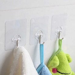 PVC Wall Hooks, Pack of 15, Transparent