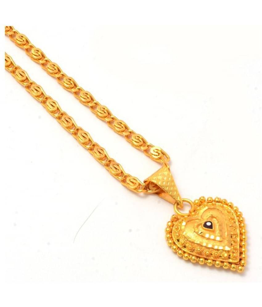 Jewar Mandi New Design Gold Plated Locket/Pendant with Link Chain Daily use for Men, Women & Girls, Boys
