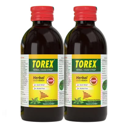 Torex Herbal Cough Syrup-Ayurvedic Cough Relief Syrup with Tulsi and Honey-100ml-Pack of 2