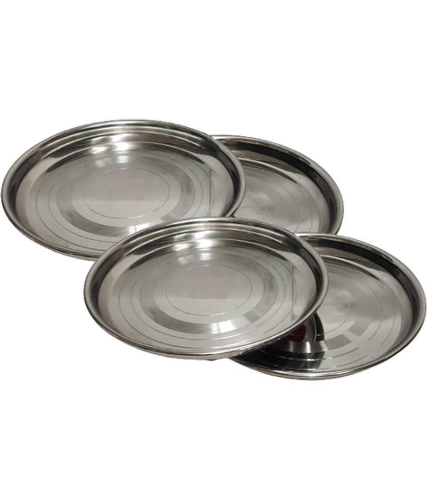 Dynore 4 Pcs Stainless Steel Silver Quarter Plate