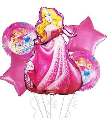 Kiran Enterprises 5PCS Disney Princess Sleeping Beauty Foil Balloons For Kids Birthday Baby Shower Princess Themed Party Decorations