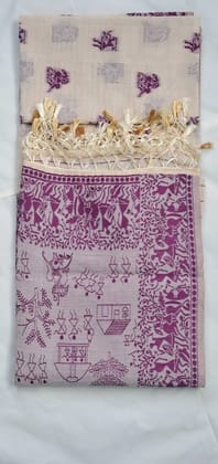Bomkai Sonepuri Cream Cotton Saree Magenta Pink Buti Border