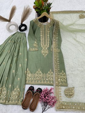 Party Wear Top-Bottom And Dupatta Set Fully Stitched Ready To Wear
