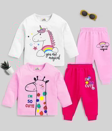 Kuchipoo Pack of 2 Girls Cotton Blend T-shirt & Pants ( Multicolor )