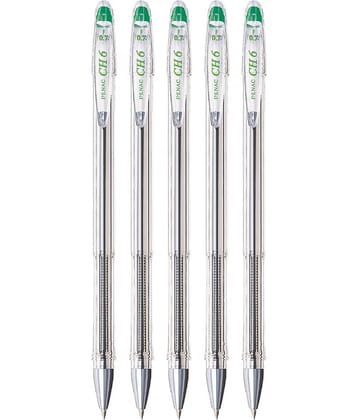 Penac CH-6 0,7mm Green Ball Pen (Pack of 5)