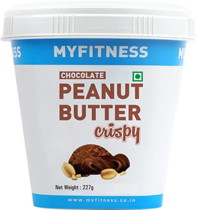 MYFITNESS Peanut Butter Chocolate Spread Crispy 227g | 21g Protein & 8g Fiber | Healthier Nut Butter Spread for Breakfast, Snacks & Bread Treats | Cholesterol Free | Zero Trans Fat | Pure Roasted Nuts
