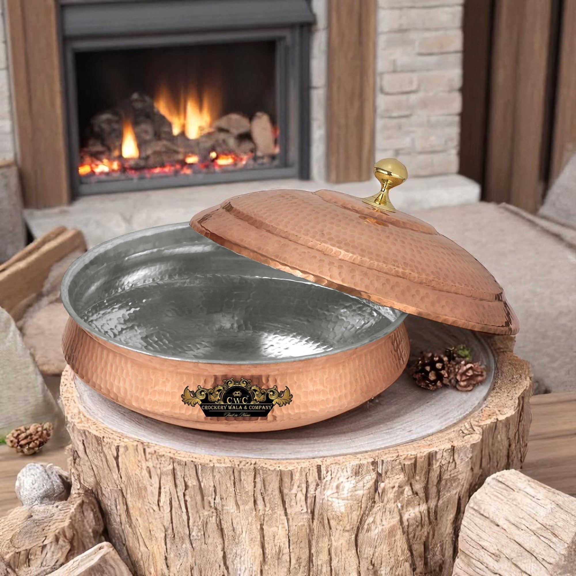 Pure Copper Handi Lagan With Copper Lid For Cooking-12 inches