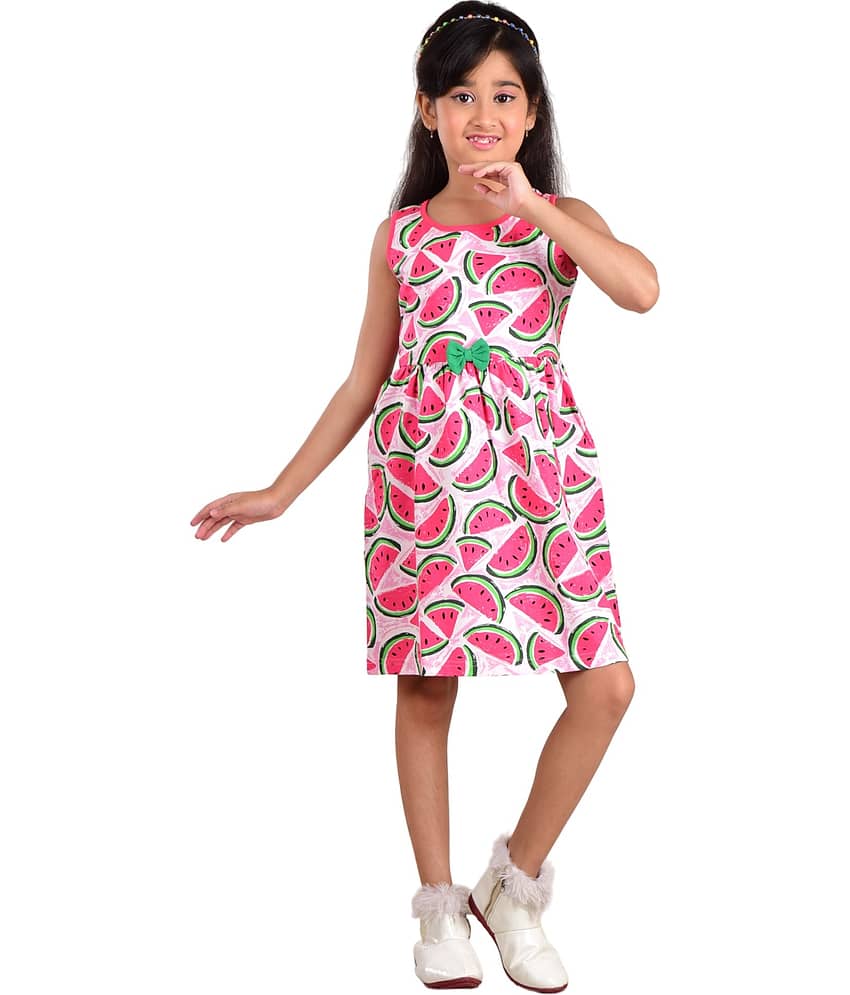 Clothe Funn Cotton Frock For Girls ( Pack of 1 , Multicolor )
