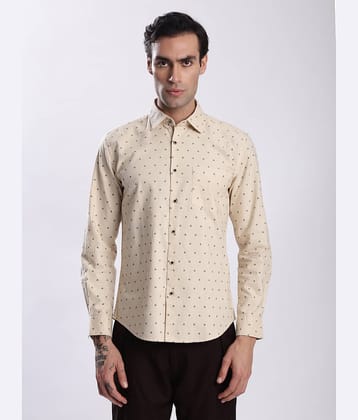 IVOC 100% Cotton Slim Fit Printed Full Sleeves Men's Casual Shirt - Beige ( Pack of 1 )