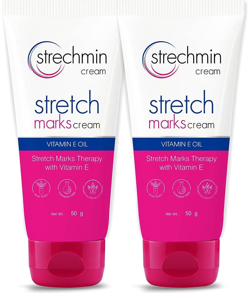 Strechmin Stretch Mark Cream for women with Vitamin E, reduce stretch marks (50g each, Pack of 2)