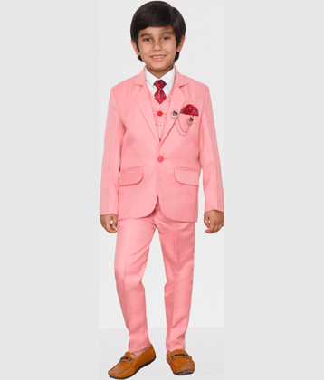 DKGF Fashion Boys Polyester Suit ( Pack of 1 , Pink )