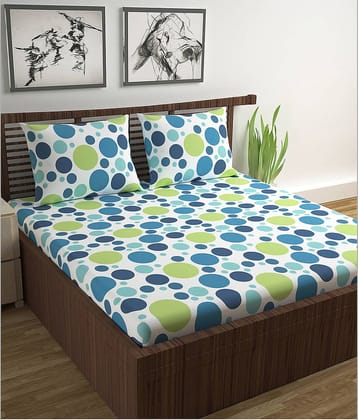 DIVINE CASA Cotton Double Bedsheet ( Blue )