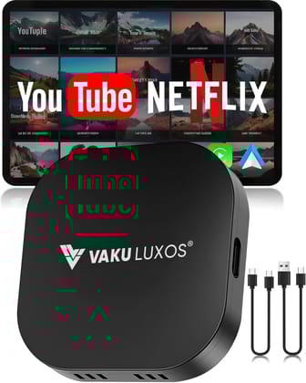 Vaku Luxos ® MUSEPRO 2025 Upgraded Wireless CarPlay Adapter, 5-in-1 Apple Wireless and Android Auto Wireless Adapter Support Netflix/YouTube/TF Card, Magic Ai Box for Cars from 2016 & iPhone iOS10+