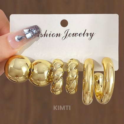 Set of 3 Golden Earring Combo
