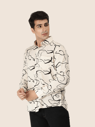Men'S Premium Rayon Shirt With  Abstract Print-S-38