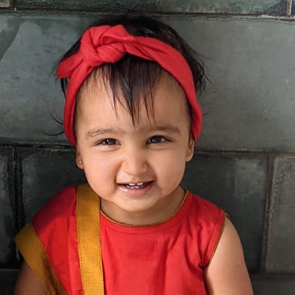 Cotton Malmal (Adjustable) Hairband - Red