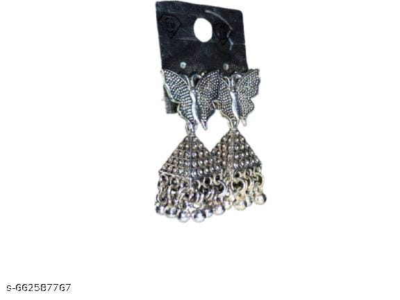 Butterfly oxidised silver metal earrings (two pairs)