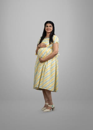 Soft Dobby Cotton Floral Frock With Designer Yoke (Copy) - Half Sleeve