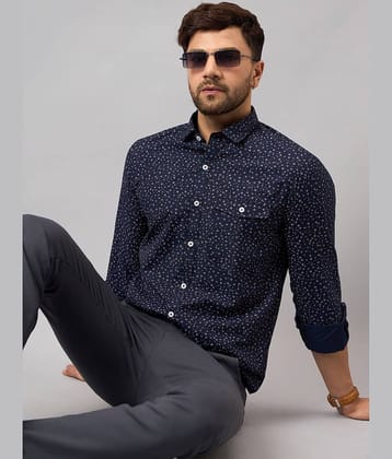 Club York Cotton Blend Regular Fit Printed Full Sleeves Men's Casual Shirt - Navy Blue ( Pack of 1 )