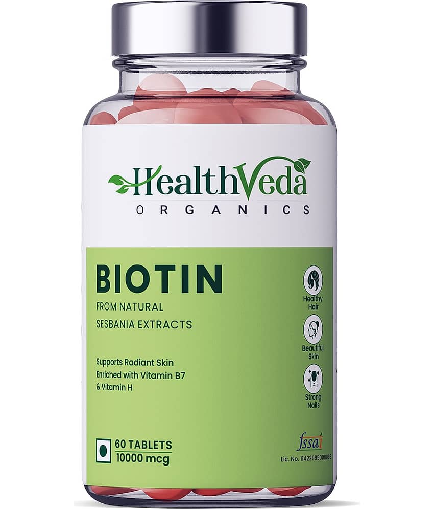 Health Veda Organics Biotin For Healthy Hair, Skin & Nails, 60 Veg Tablets