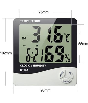 BD Temperature, Humidity, Time Display Meter with Alarm Clock, Wall Mount or Table Top