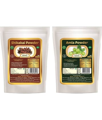 Biotic Natural Shikakai and Amla Powder - 200 gms(100 gms Each) Hair Mask 200 g Pack of 2