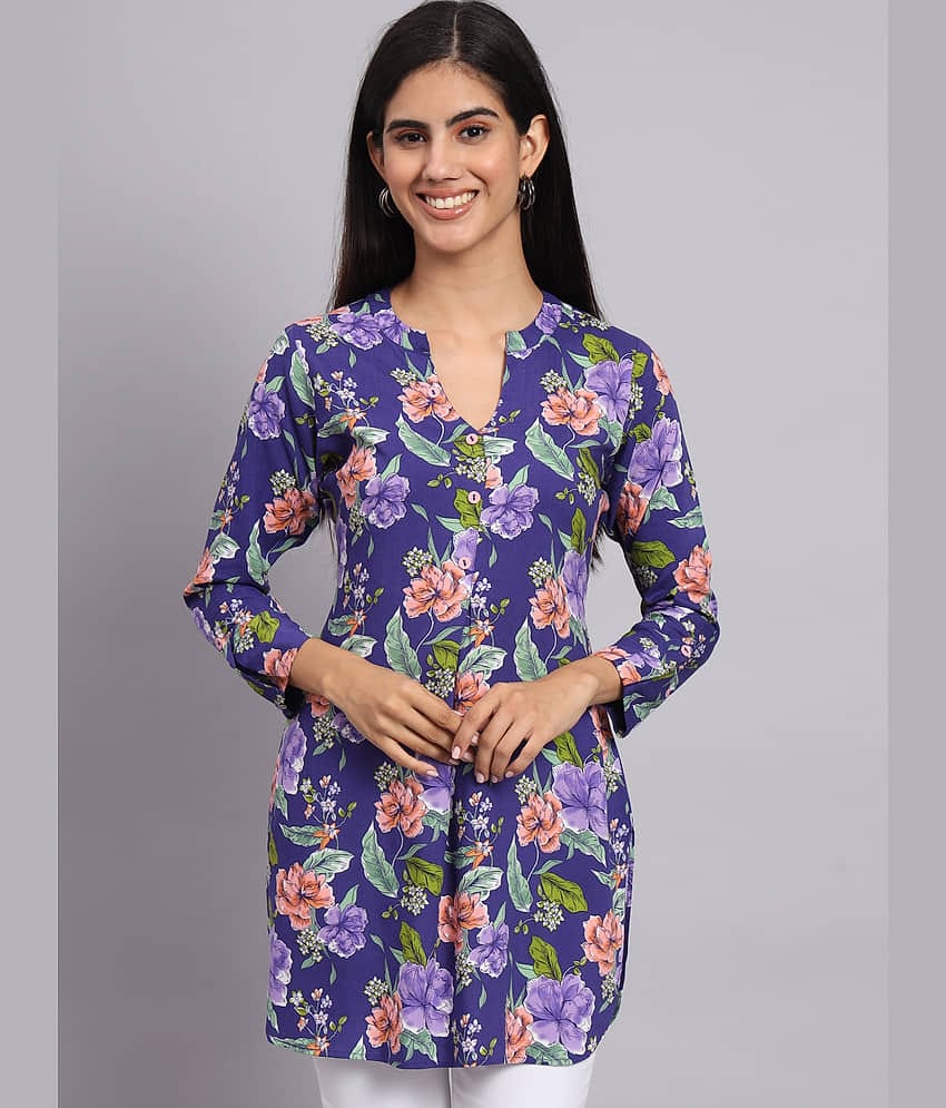 Tissu Rayon Printed Straight Women's Kurti - Purple ( Pack of 1 )