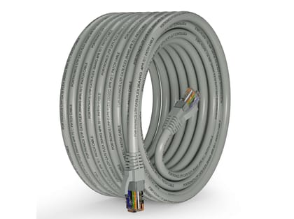 Portronics NetX10 CAT-6 Ethernet Cable 10M, RJ45 to RJ45 LAN Cable, 1000 Mbps Speed, 250 MHz Bandwidth, Copper-Plated Connectors & Copper Clad Wires, Durable PVC Build, for Router, PC, CCTV, Laptop - Grey Portronics NetX10 CAT-6 Ethernet Cable 10M, RJ45 to RJ45 LAN Cable, 1000 Mbps Speed, 250 MHz Bandwidth, Copper-Plated Connectors & Copper Clad Wires, Durable PVC Build, for Router, PC, CCTV, Laptop - Grey