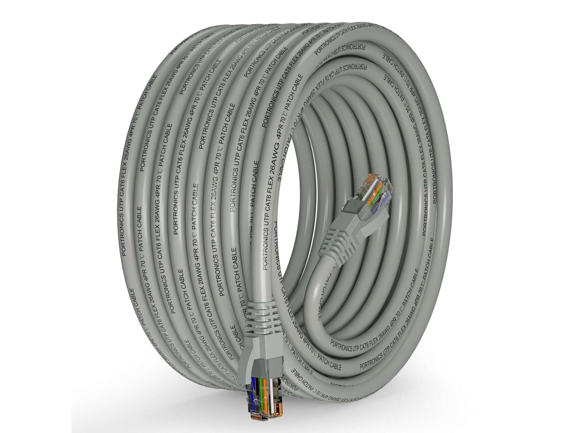 Portronics NetX10 CAT-6 Ethernet Cable 10M, RJ45 to RJ45 LAN Cable, 1000 Mbps Speed, 250 MHz Bandwidth, Copper-Plated Connectors & Copper Clad Wires, Durable PVC Build, for Router, PC, CCTV, Laptop - Grey