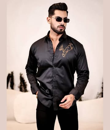 KITWELL Cotton Blend Regular Fit Solids Full Sleeves Men's Casual Shirt - Black ( Pack of 1 )