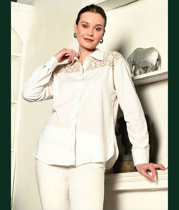 PLUS PARADISE Women Solid Rayon Shirt ( White )