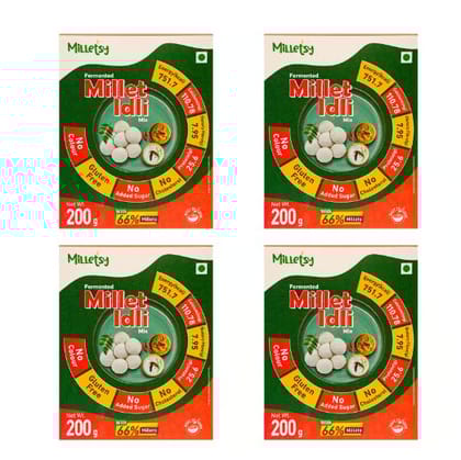 Milletsy Millet Idli Instant Mix Pack of 4 | 200 g each Milletsy Millet Idli Instant Mix Pack of 4 | 200 g each