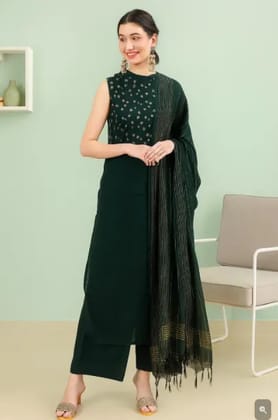 Women's Green Cotton Printed Palazzo Set
