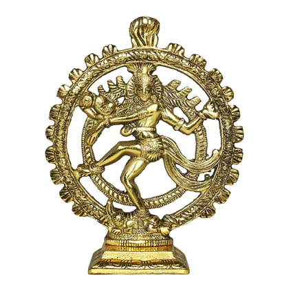 Dreamkraft White Metal Gold Plated Oxidized Finish Dancing Natraj Murti Decorative Sculpture (Golden - 22.5 x 5.5 x 18 cm )